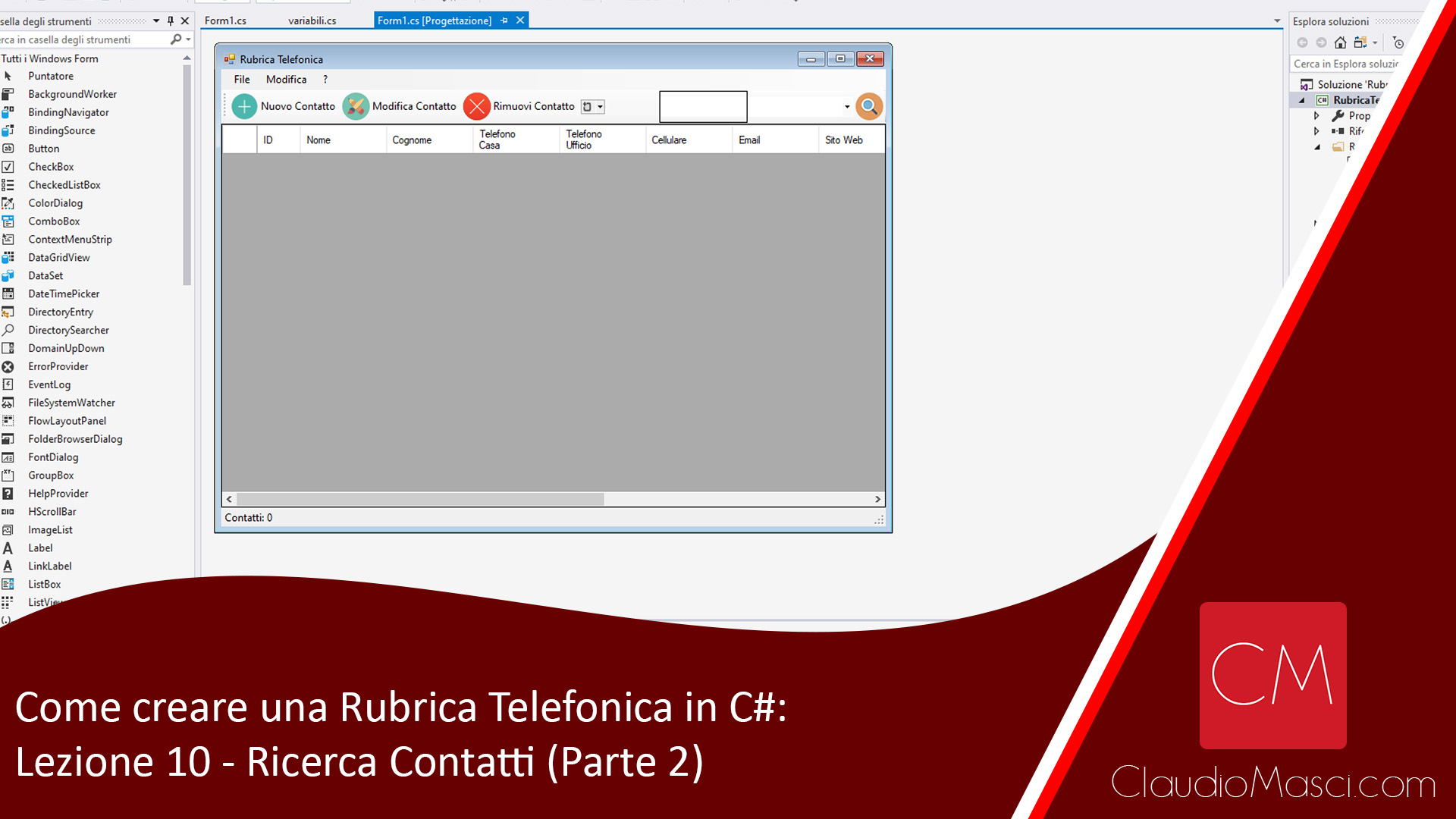 Come creare una Rubrica Telefonica in C# - Lezione 10 - Ricerca Contatti (Parte 2)