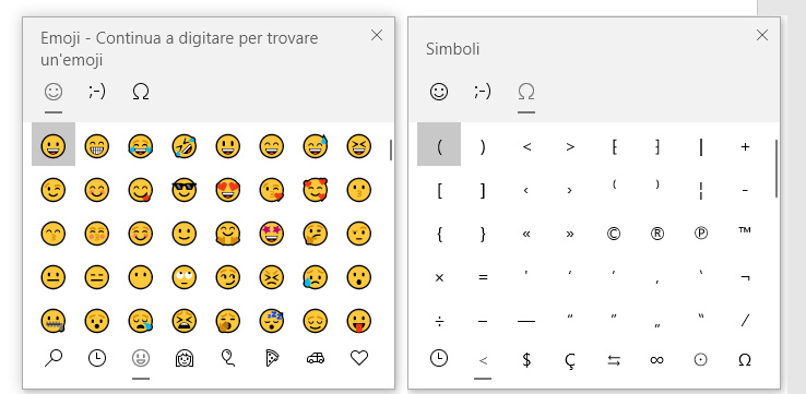 schermata emoji Windows 10