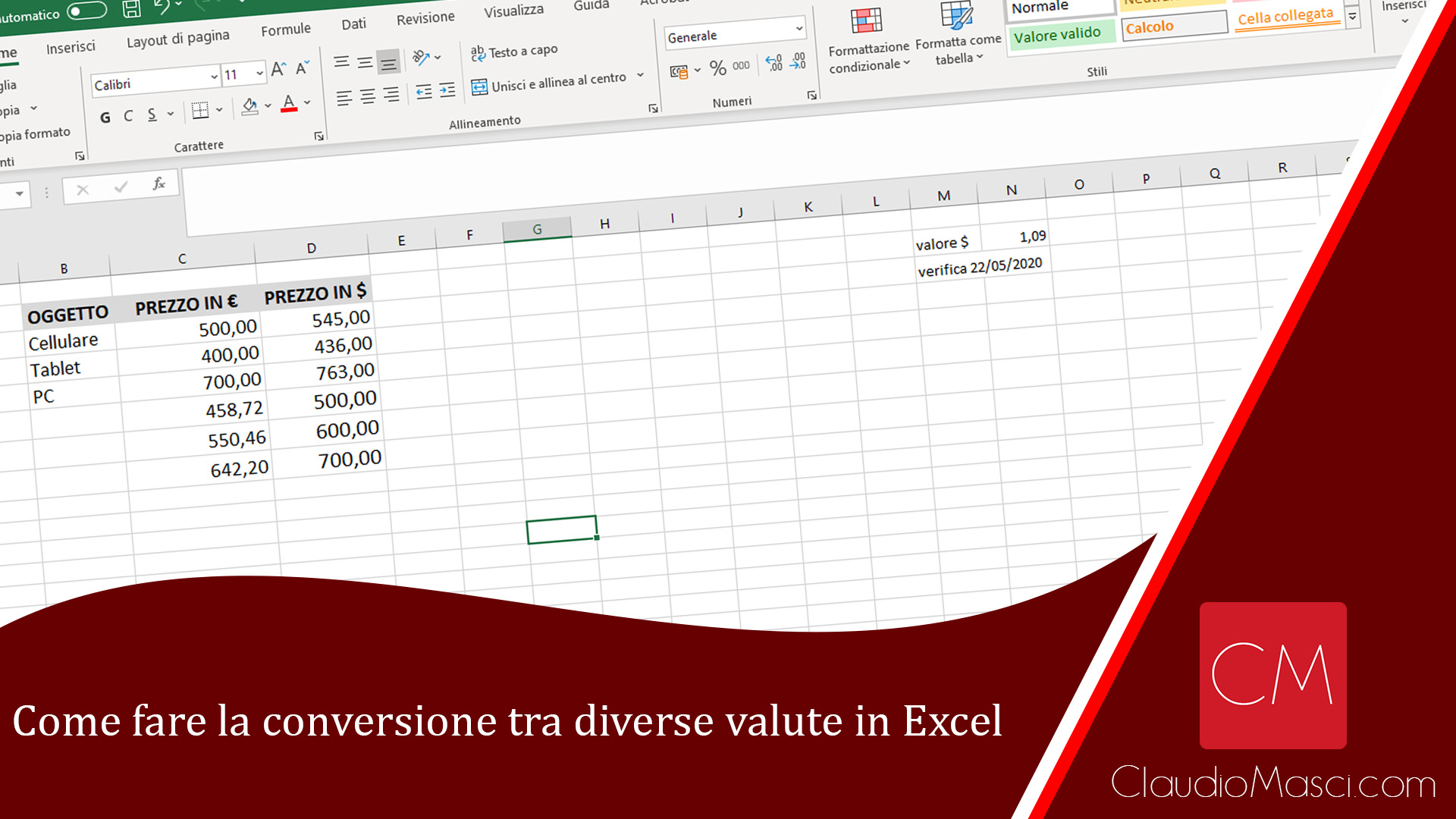 Come fare la conversione tra diverse valute in Excel