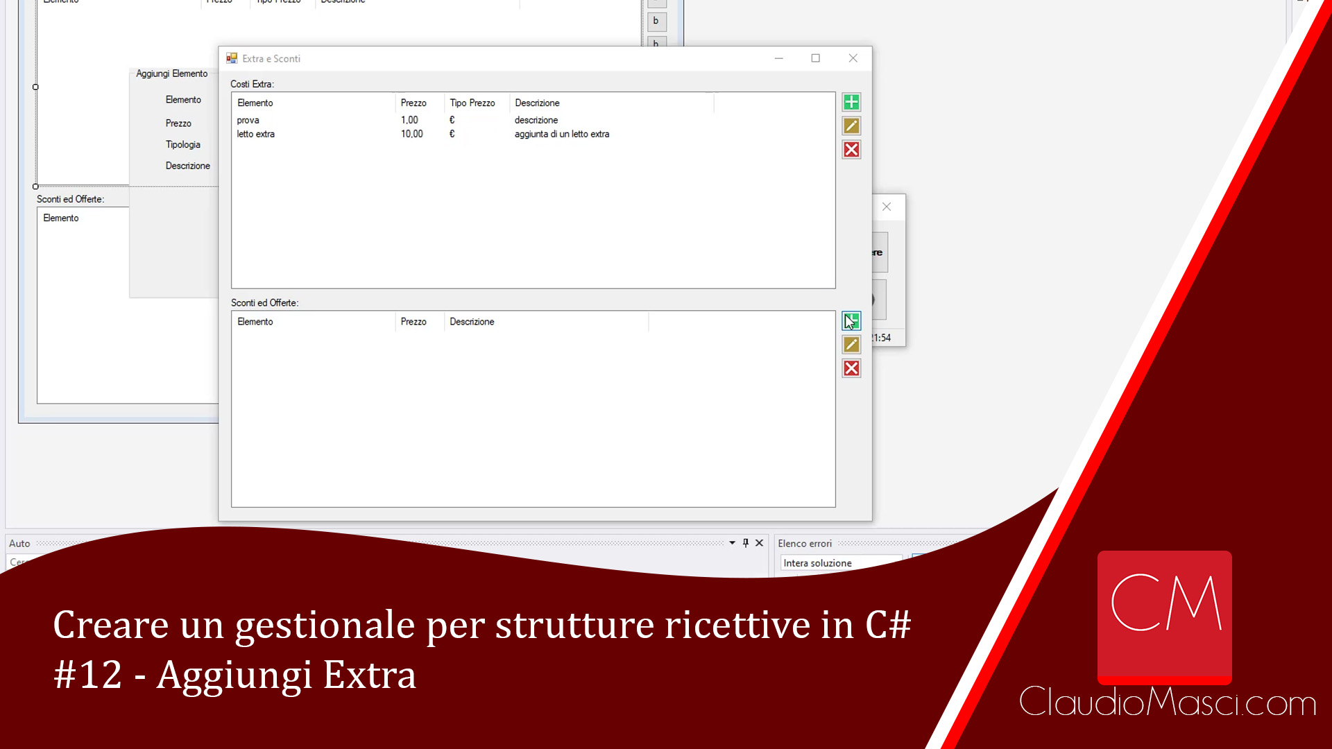 Creare un gestionale per strutture ricettive in C# – #12 – Aggiungi Extra