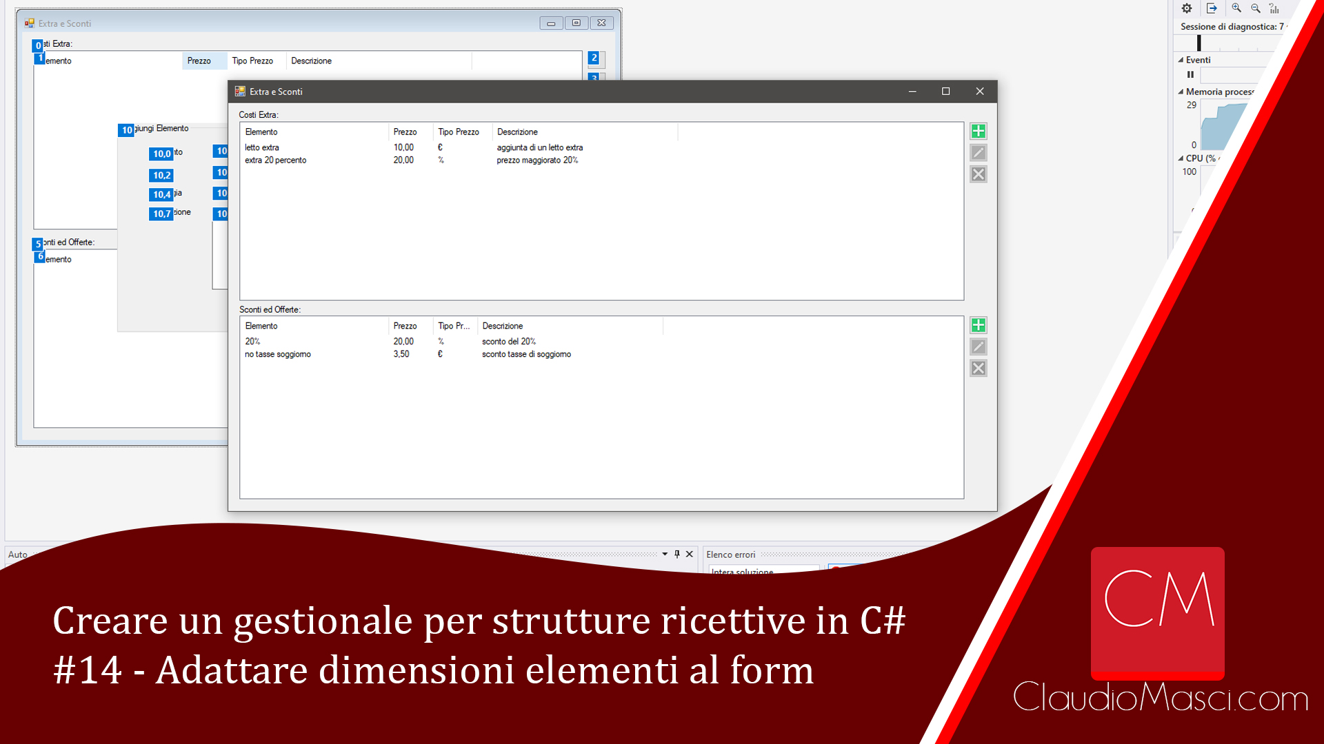Creare un gestionale per strutture ricettive in C# – #14 – Adattare dimensioni elementi al form
