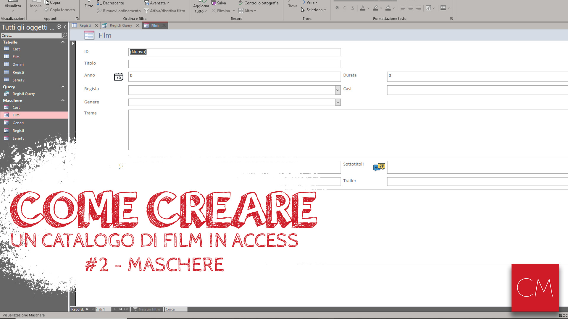 Creare un Catalogo di Film in Access – #2 – Maschere