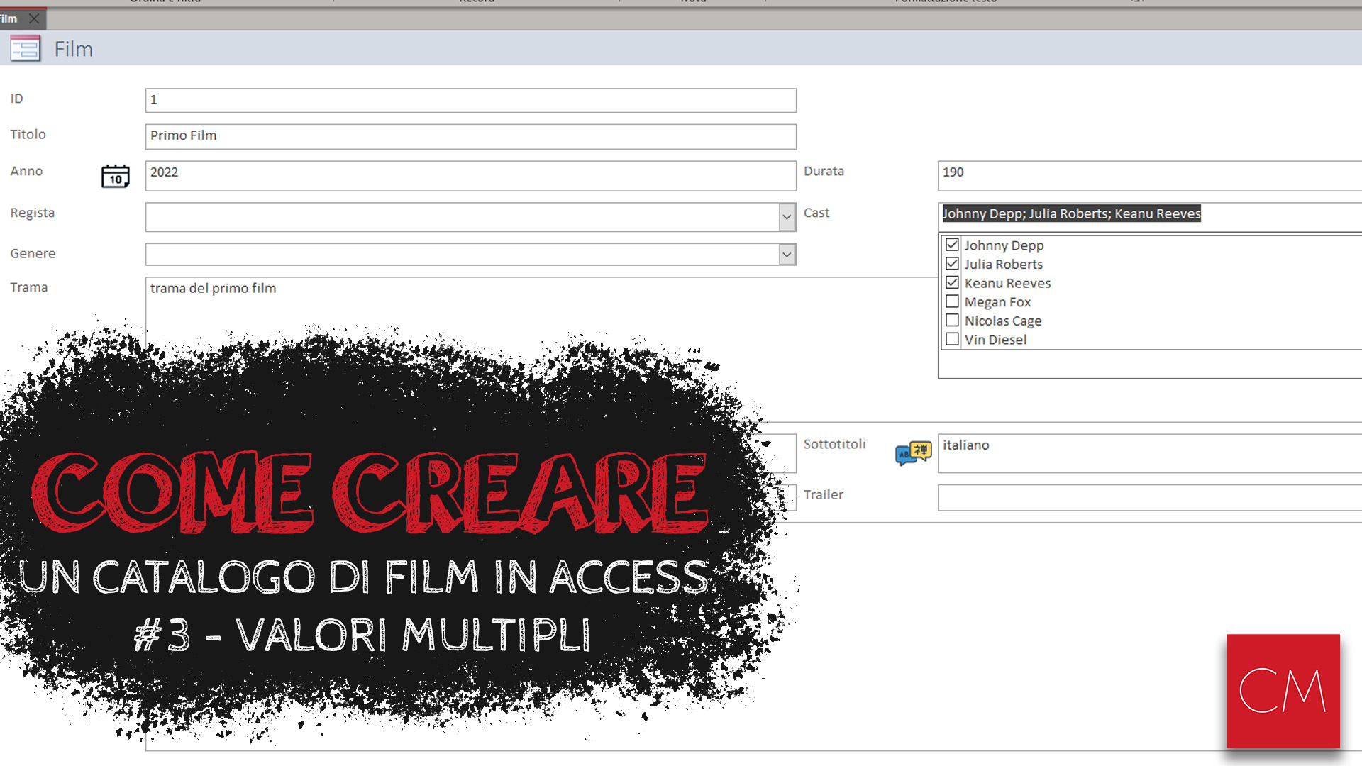 Creare un Catalogo di Film in Access - #3 - Valori multipli in un campo