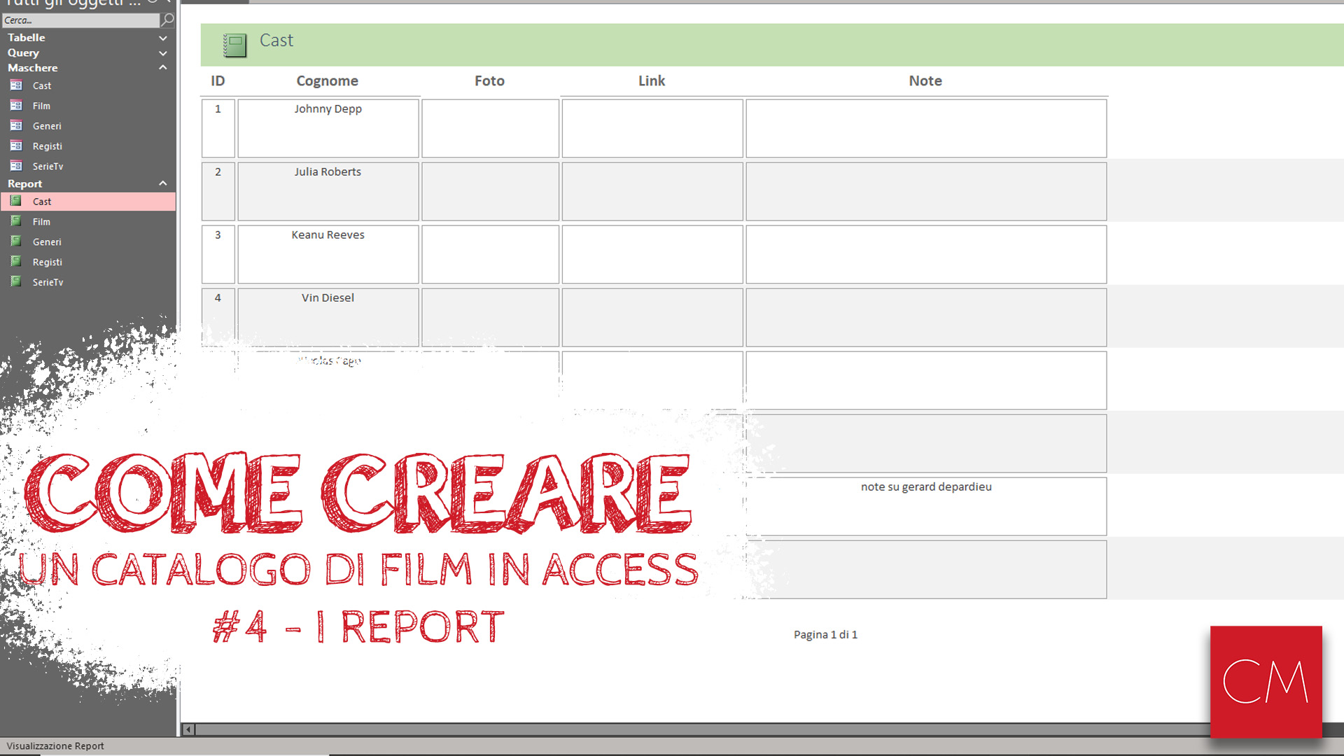 Creare un Catalogo di Film in Access – #4 – I Report