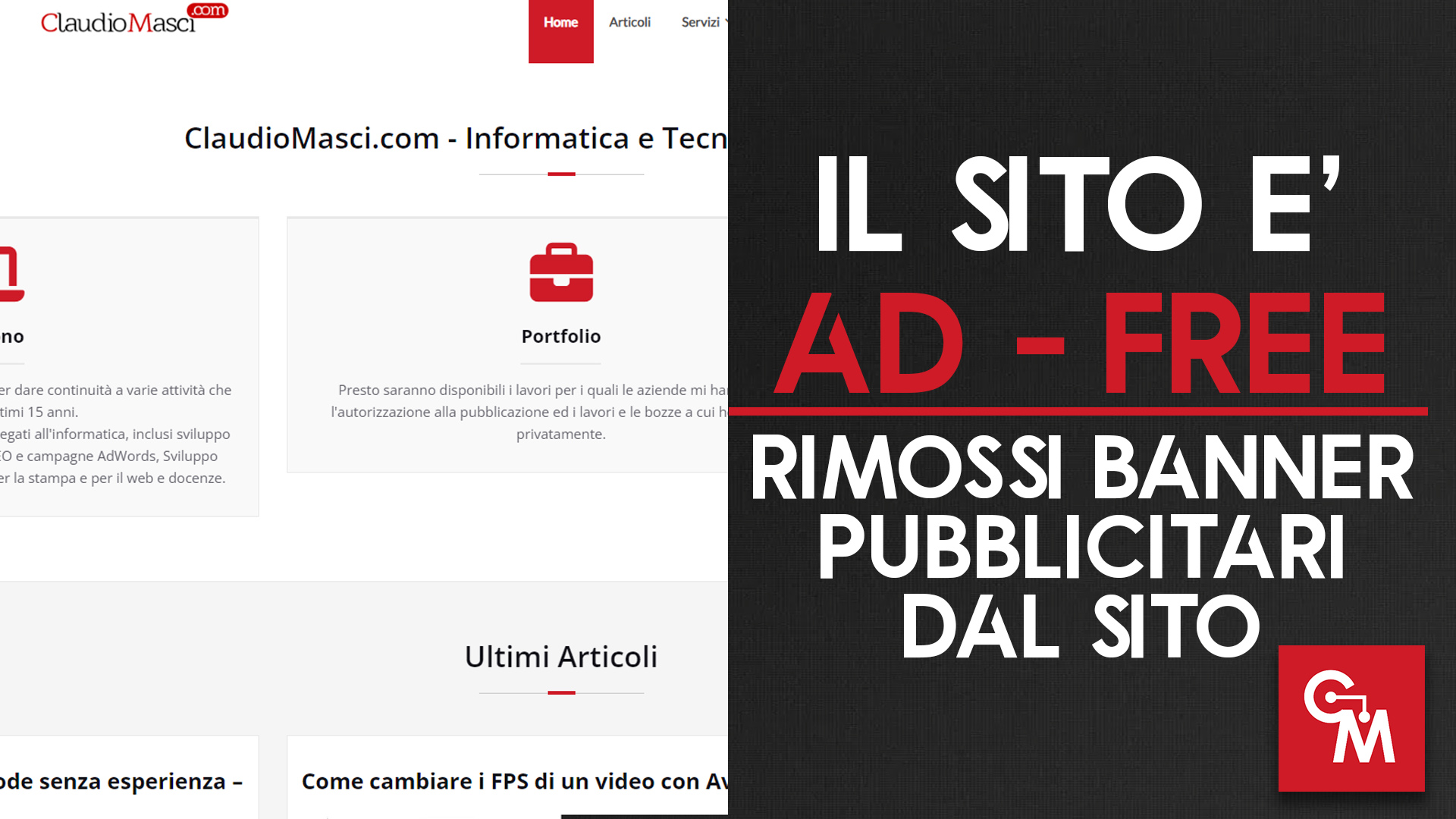 Il sito ClaudioMasci.com sarà AD-Free (niente banner pubblicitari)