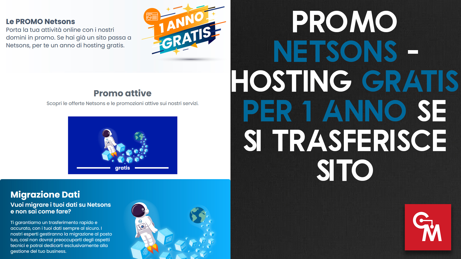 Promo Netsons - Hosting gratis per 1 anno se si trasferisce sito