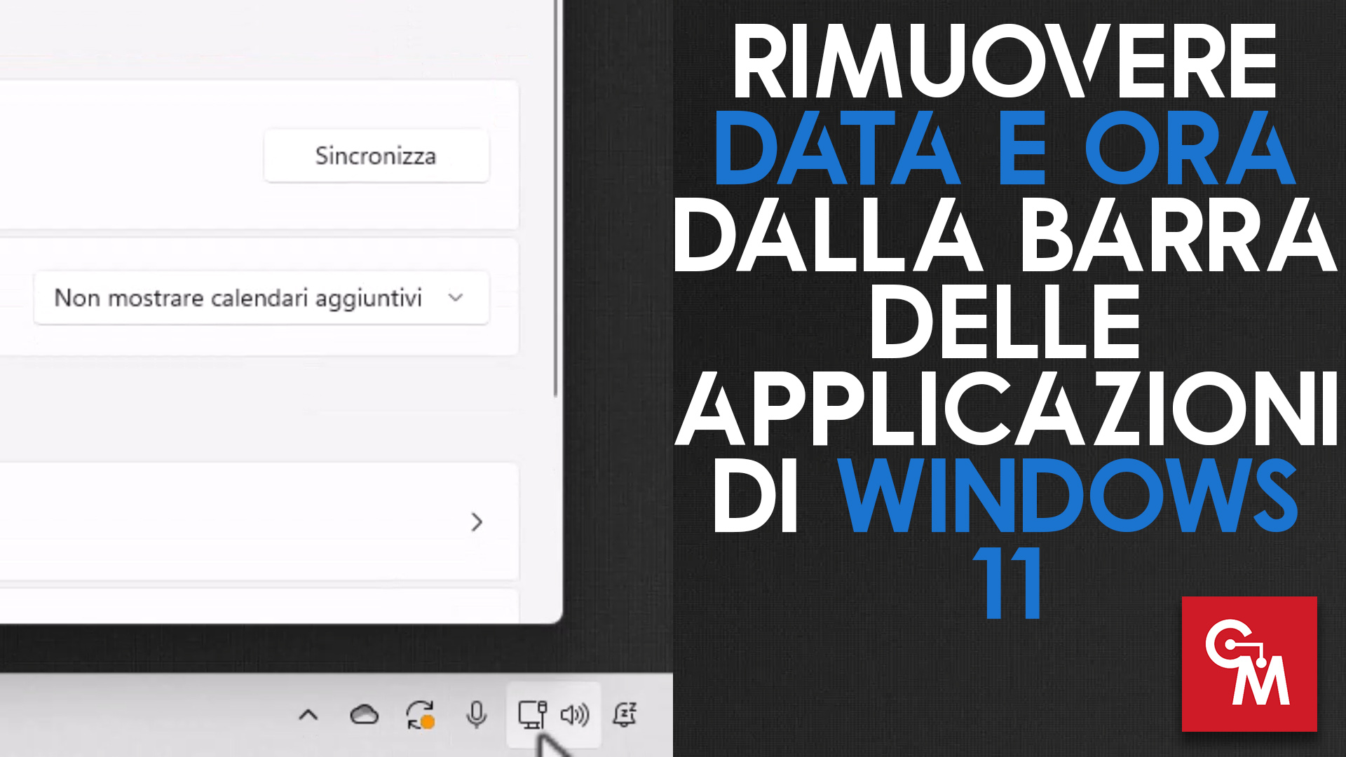 Rimuovere data e ora dalla barra delle applicazioni di Windows 11