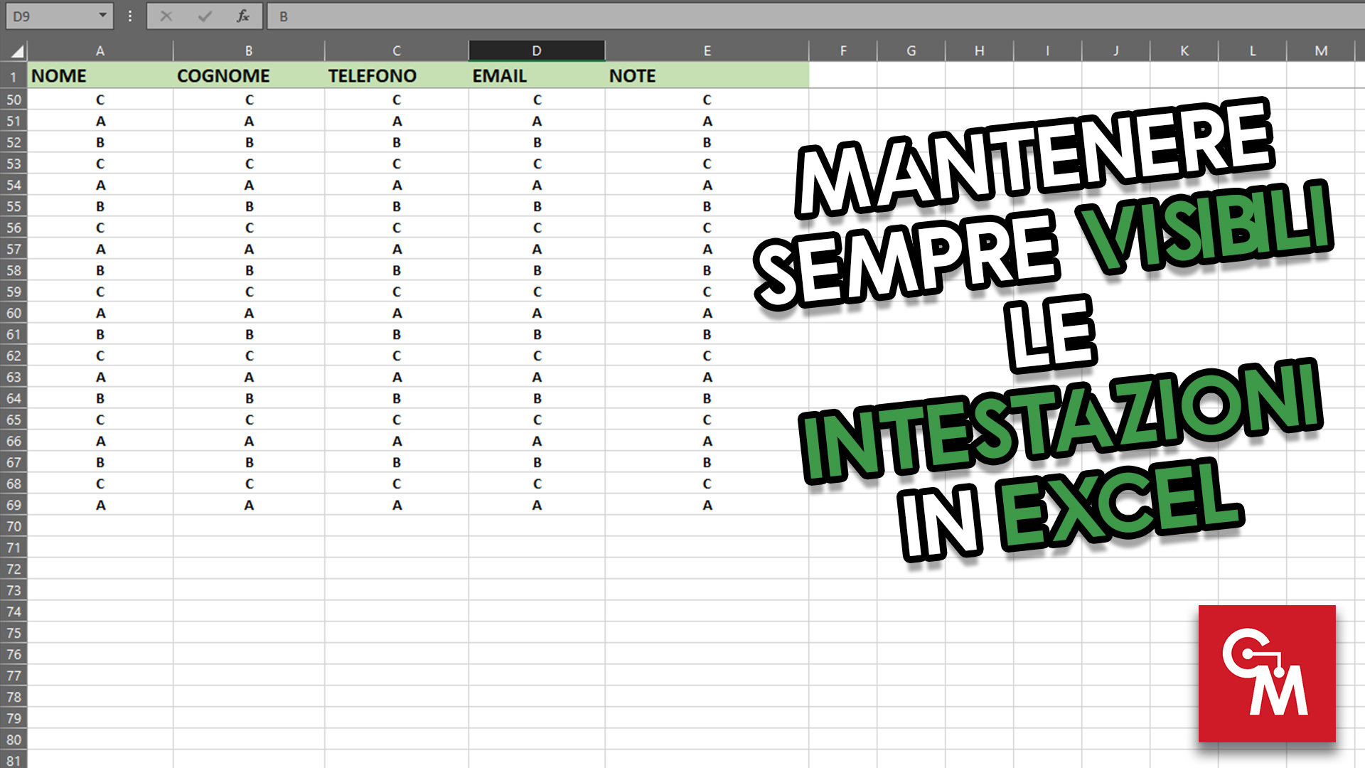 Mantenere sempre visibili le intestazioni in Excel