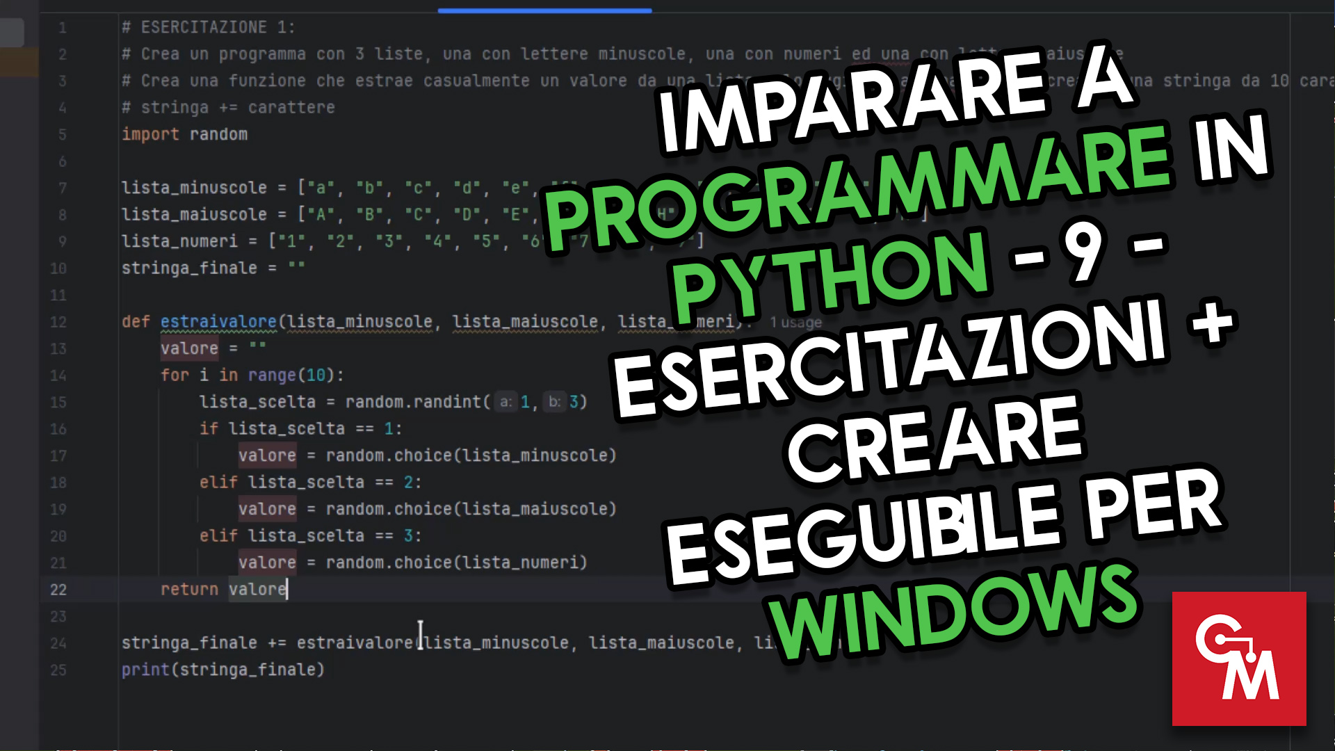 Imparare a programmare in Python - 9 - Esercitazioni + Creare Eseguibile per Windows